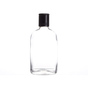 Stock 100mL 200ml 375ml Petaca de vidrio plano <span class=keywords><strong>Vodka</strong></span> Alcohol Spirits Tequila Botellas de vidrio Tapas para cóctel amargo - Product Image 2