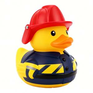 Juguete Promocional de Goma Personalizado con Diseño de Pato Bombero, Juguetes de Baño para Bebés, Juguete Único para la Bañera con Divertidos Diseños - Product Image 1