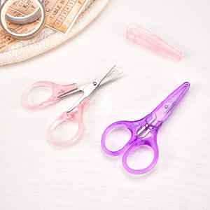 Ciseaux à sourcils bleus pointus avec capuchon, 8,7 cm, en acier inoxydable, ciseaux de beauté multifonctionnels pour la coupe des cheveux et du nez - Product Image 5