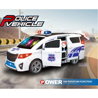 Voiture de police électrique transformable en plastique pour garçons, jouet rotatif à 360 degrés, fonctionnant sur piles, avec portes ouvrables, pour enfants
