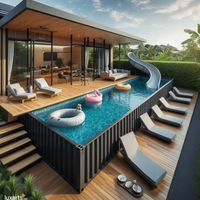 Piscine Conteneur Intégrée Grande Piscine Enterrée Expédition Économique Piscine Conteneur 15 pieds 8x4 24 m² Piscines de Plongée en Verre dans Conteneur