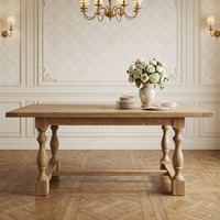 D1840-180 Table rectangulaire rustique en chêne massif, style antique français, écologique, pour appartement, mariage, salle à manger, cuisine de ferme, fête en extérieur