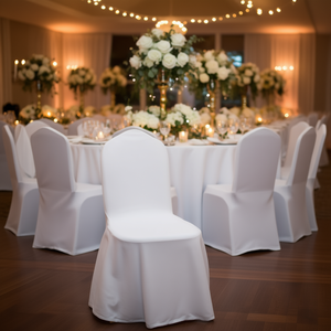 Fundas elásticas de spandex blancas para sillas, 150 unidades, para bodas, fiestas, hoteles, banquetes, celebraciones, lisas, teñidas, lavables a máquina - Product Image 2