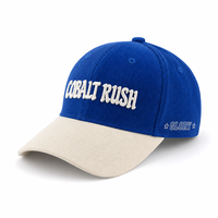 Cappellino da Baseball in Corduroy con Logo Personalizzato Ricamato 3D, Stile Dad Hat Non Strutturato a 6 Pannelli, Bicolore con Texture