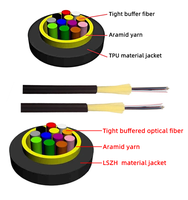 2 Core 12F GJYFJU Heavy Duty TPU Jacket Cable G.657A2 YOFC Fibra Micro ADSS Cable óptico 1KM