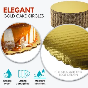 Papan kue Mini, papan kue bulat 8 inci warna emas