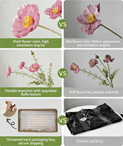 Flor de Amapola Artificial de Alta Calidad, Tacto Real, Plástico, Color Rojo, Naranja, Blanco, Marca Floson, Estilo Moderno, para Decoración de Bodas y Hogar - Product Image 3