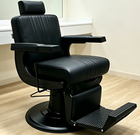 Chaise de Barbier Ergonomique Professionnelle Haut de Gamme avec Appui-tête Réglable et Repose-pieds Pliable