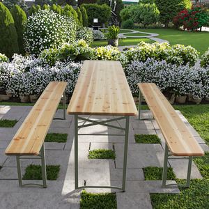 Meubles d'extérieur légers pliables en bois et en fer, table à bière, <span class=keywords><strong>banc</strong></span>, <span class=keywords><strong>jardin</strong></span>, cour, pelouse, ensemble trois pièces, <span class=keywords><strong>salon</strong></span> - Product Image 5