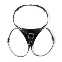 Jouets sexuels, accessoires SM, pantalon de bondage en cuir brillant avec harnais pour godemiché, sous-vêtements de bondage pour lesbiennes, pantalon de fixation pour godemiché pour le plaisir et le bondage