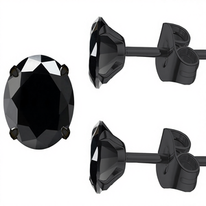 <span class=keywords><strong>Orecchini</strong></span> a Perno per Cartilagine Tragus in Acciaio Inossidabile 316L Chirurgico con Pietra di Quarzo Ossidiana Nera 5A da 6mm - Product Image 1