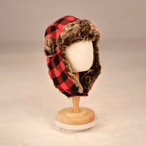 Dos colores a cuadros Otoño Invierno Trooper sombreros y protección para los oídos viento frío cálido piel sintética Rusia invierno trampero <span class=keywords><strong>aviador</strong></span> sombrero - Product Image 3