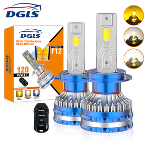 DGLS F12 Điều Khiển Từ Xa 120W 12000lm 3 Màu H4 H7 H11 <span class=keywords><strong>LED</strong></span> Đèn Pha Bóng Đèn 3000K/4300K/6500K <span class=keywords><strong>LED</strong></span> Đèn Pha Bóng Đèn Luces <span class=keywords><strong>LED</strong></span> Cho Xe - Product Image 1