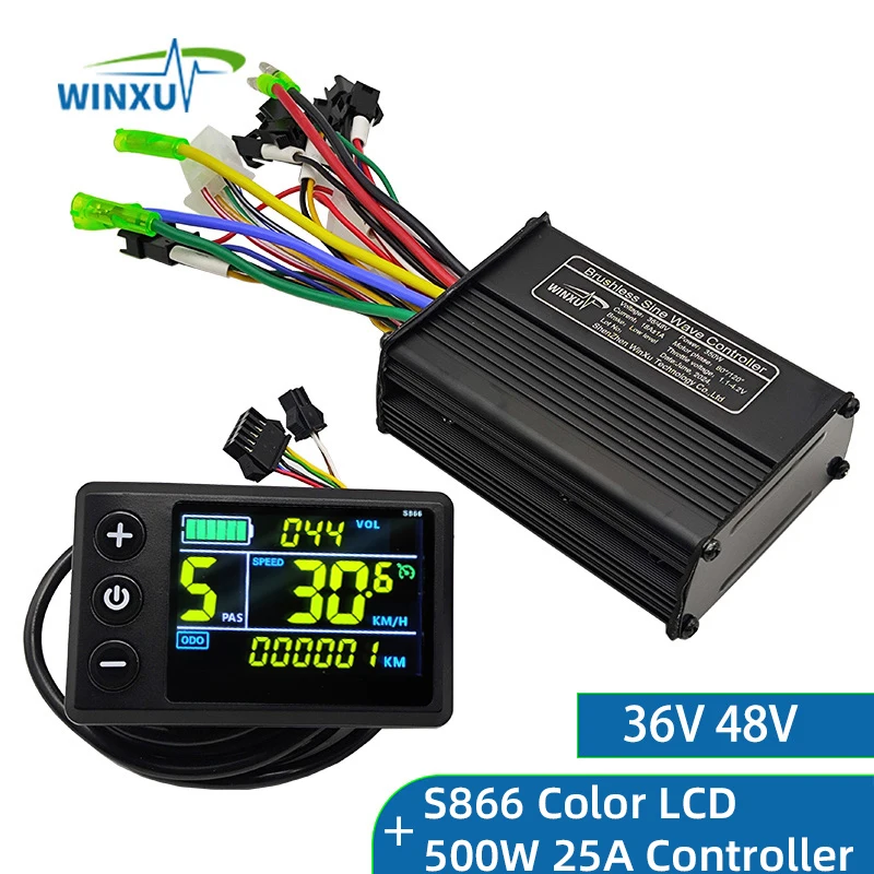 36V 48V 500W 25A E-Bike Motor Controller with LCD Display