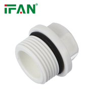 Raccord de tuyau PPR en plastique IFAN ISO 15874 blanc 1/2 "-1" raccords de plomberie PPR bouchon à filetage mâle raccords PPR