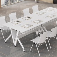 Table et chaise pliantes en bambou, combinables et mobiles, pour la formation, les institutions éducatives, style simple et moderne