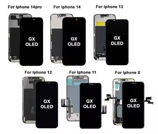 Wholesale GX OLED Mobile Phone LCD for Iphone 11/12/13/14/15 Pro LCD Display Touch Screen Digitizer Assembly Replacement