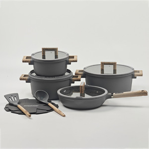 Donnor Ensemble de 13 pièces de batterie de cuisine en métal antiadhésif, Best-seller Jili, comprenant marmite à soupe moderne, poêle à frire, plat carré et plat à pizza transfrontalier - Product Image 3