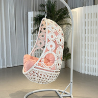 Fauteuil suspendu en forme d'œuf avec support et coussin capitonné pour jardin, terrasse ou extérieur