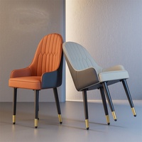 Ensemble moderne de 2 chaises de salle à manger en cuir artificiel Chaise de salon avec bras Pieds en métal pour salle à manger Cuisine