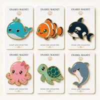 Aimants de réfrigérateur en émail métallique personnalisés en gros, animaux marins mignons (baleine, tortue, dauphin), autocollants aimantés pour réfrigérateur, cadeaux souvenirs