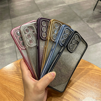 Coque de téléphone en TPU souple avec autocollants brillants dégradés en diamant plaqué pour Samsung Galaxy A17 A27 A37 A57 A16 A26 A36 A56 pour filles