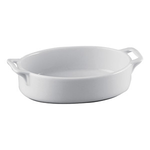 Oval Porcelain Shallow Casserole Pan with Handles 20 × 14 × 5.5 h cm Mps - Product Image 1