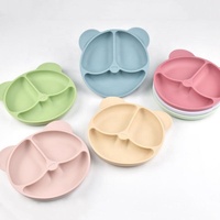 Assiette à dîner en forme d'ours en silicone pour bébé, assiette antidérapante en silicone avec ventouse pour bébé, vente en gros