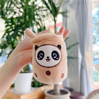 Porte-clés en peluche 3D personnalisé Boba Panda, mini pendentif de sac animalier de dessin animé, mignon, thé au lait, thé aux bulles, jouet en peluche doux