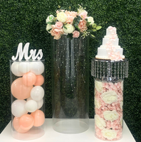 Vente en gros de présentoirs sur pied cylindriques en acrylique, modernes et simples, ensemble de présentoirs ronds pour gâteau pour mariage