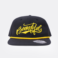 Gorra Snapback Negra Qianzun con Bordado 3D de 6 Paneles, Diseño Personalizado, Sin Estructura, con Cierre a Presión, para Marcas de Ropa Urbana