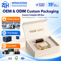 Boîte de présentation pliable personnalisée en ivoire avec plateau d'insertion et logo doré, boîte d'emballage en papier pour parfum, fabricant OEM ODM