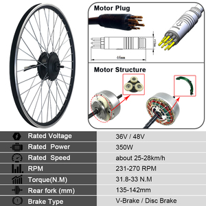 Kit de conversion de vélo électrique 36V 48V 350W, <span class=keywords><strong>moteur</strong></span> de moyeu arrière sans balais à engrenages rotatifs pour vélo électrique, compatible avec frein à disque V/Disc - Product Image 2