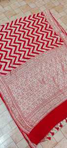 Auténtico Saree de Chiffon Georgette Puro, Tejido Semimanual, Suave y Fluido, con Detalles Tradicionales Intrincados, Ideal para Fiestas - Product Image 5