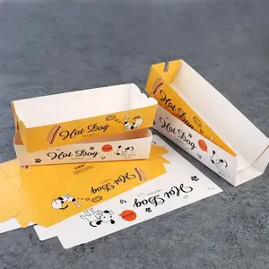 Mayorista Biodegradable Papel Kraft Cartón Hot Dog Maíz Perro Snack Box Con Tapa