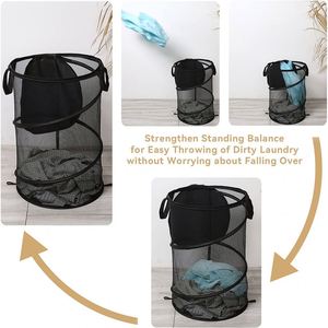 <b>Laundry</b> <b>Hamper</b> Wholesale Round <b>Laundry</b> Baskets Polyester Mesh Steel Storage Organizer <b>with</b> <b>Lid</b> - Product Image 3