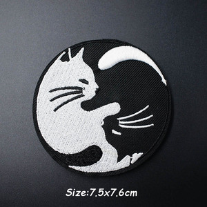 Toppa ricamata in tessuto bianco e nero Applique da stiro abbigliamento forniture per cucire distintivi decorativi <span class=keywords><strong>toppe</strong></span> per abbigliamento - Product Image 3