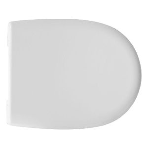 Siège de toilette D018 à double charnière, forme 7, blanc, 48 cm de long, 39 cm de large - Product Image 1