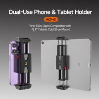 Support de téléphone et tablette double usage MCF-01 avec griffe porte-accessoire et filetage 1/4 pouce pour smartphone, iPad, vlogging, diffusion en direct et cours en ligne