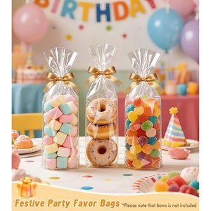 Flat Bottom Cellophane <b>Bags</b> 5x3x12 Inches <b>Clear</b> With Twist Ties 100 Pcs For Gift Packaging - Product Image 5