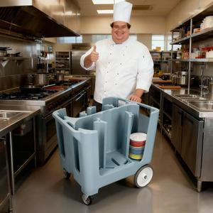 Sunmax Hotel Restaurant Chariot de rangement de vaisselle en plastique Plaque réglable Caddy Plaque à 4 colonnes Compartiment Plate - Product Image 4