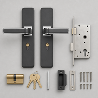 Ensemble de poignées de porte en acier/alliage finition noire mate, avec serrure à levier moderne, pour portes intérieures de chambre, salle de bain, hôtel, ambidextre, facile à installer