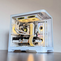 LY Micro-ATX Double Panneaux en Verre Trempé Boîtier PC Gaming 157mm Support de Radiateur Verre Incurvé Tour Moyenne Stock
