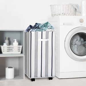 Kuyue giỏ giặt với bánh xe lăn giặt <span class=keywords><strong>Hamper</strong></span> SORTER với xử lý có thể gập lại góc lưu trữ Thùng - Product Image 3