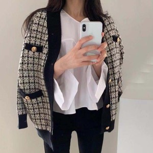Cardigan Tendance Manches Longues à Grandes Poches en <span class=keywords><strong>Maille</strong></span> <span class=keywords><strong>Plaid</strong></span> Femme 6731# - Product Image 2