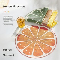 Nouveau set de table haut de gamme en lin, motif citron, style pastoral, design brodé, double couche, options bicolores
