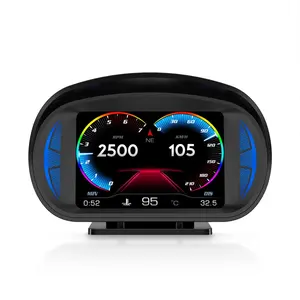 2024 plus récent P2 OBD2 + GPS + compteur de pente affichage tête haute lire tr/min température d'huile panne de moteur universel pour voiture