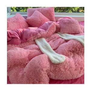 IDOTEX luxe 4 pièces ensemble de literie nouveau <span class=keywords><strong>rose</strong></span> Boho imprimé oreillers couette avec oreilles de <span class=keywords><strong>lapin</strong></span> en peluche moelleux luxe couette couvre - Product Image 1