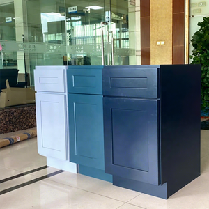 OEM Manufacturers American Standard Solid Wood <b>Door</b> Navy Blue Shaker Flat Pack Kitchen Cabinet - Product Image 1