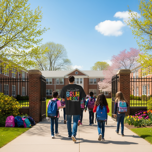 T-shirt à manches courtes pour adultes, unisexe, col rond, imprimé numérique, soutien à la direction scolaire - Product Image 3
